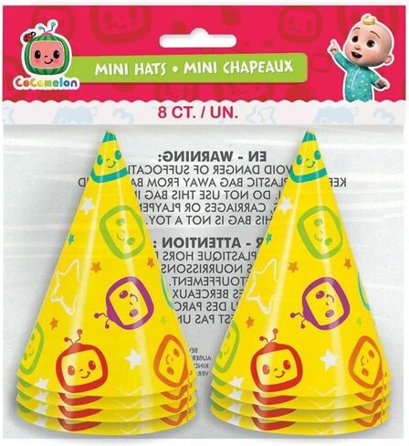 قبعات Cocomelon Mini Party - (حزمة من 8) - تصميم نابض بالحياة ورائع - مثالي لأعياد الميلاد والأحداث in Saudi Arabia