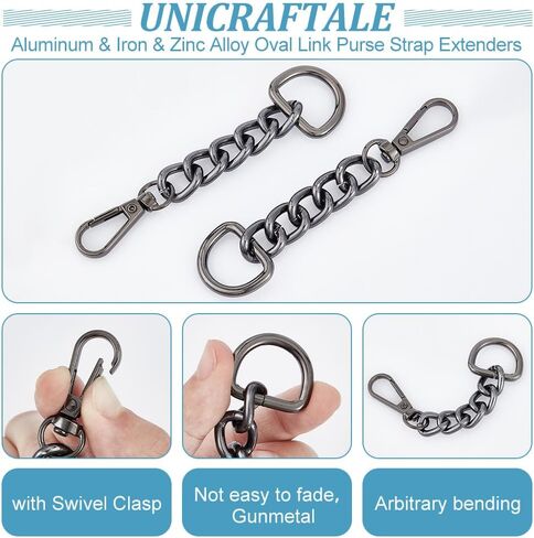 UniCraftale 2pcs 4.09 "تمديدات حزام سلسلة محفظة بوستيندر مع محفظة حقيبة يد دوارة بلاتين ، سلسلة محفظة ، سلسلة حقيبة اليد ، حزام محفظة ، محفظة ، محفظة ، مقابض محفظة in Saudi Arabia