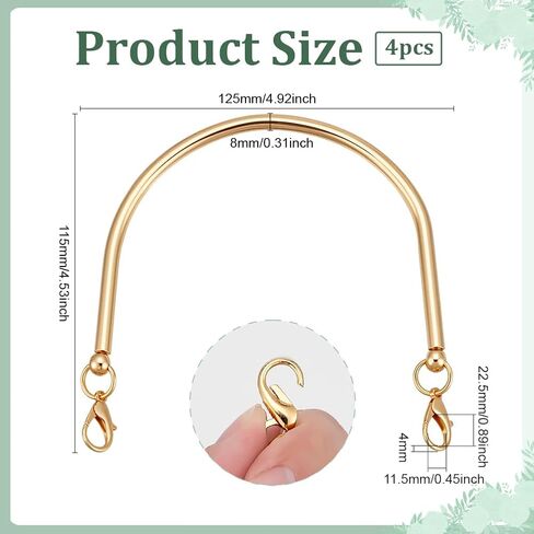 PH PandaHall 4pcs Golden Bag Handles, 4.5x4.9 Inch Metal Bag Straps Short Purse Handles Alloy Handbag Handles U-shaped Bags Strap Wallet Straps Bags Replacement Strap for DIY Purse Handbag Making in Saudi Arabia