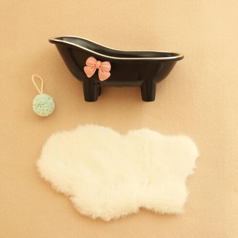 Dollhouse Bathtub, 1:12 White Miniature Bathtub with Blue Bath Ball and Carpet, Dollhouse Bathroom Furniture for Home Decor Accessory in Saudi Arabia