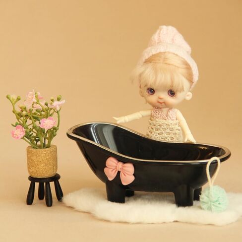 Dollhouse Bathtub, 1:12 White Miniature Bathtub with Blue Bath Ball and Carpet, Dollhouse Bathroom Furniture for Home Decor Accessory in Saudi Arabia