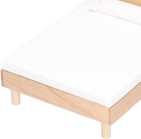 1:12 Dollhouse Double Bed, Oak Miniature Furniture Decoration Accessories for Bedroom in Saudi Arabia