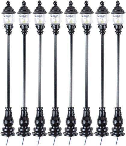 Vaguelly 8pcs Miniature Street Lamp Models for Dollhouse Garden Decor Black Garden Light Models Ratio Realistic Miniature Lamp Accessories for Sand Table Ornaments in Saudi Arabia