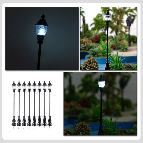 Vaguelly 8pcs Miniature Street Lamp Models for Dollhouse Garden Decor Black Garden Light Models Ratio Realistic Miniature Lamp Accessories for Sand Table Ornaments in Saudi Arabia
