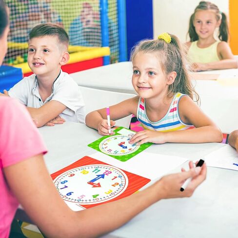 Cinrobiye 25 Pcs Classroom Teaching Clock Set,Learning Clocks,Learning Time with Laminated Dry-Erase Teaching Aids for Home Classroom Teacher Back to School Supplies in Saudi Arabia