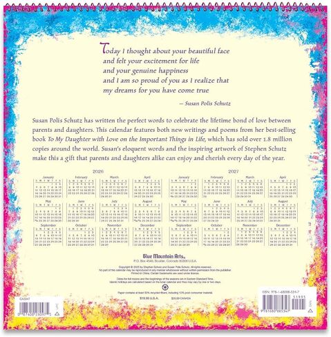 Blue Mountain Arts 2026 Wall Calendar — My Daughter… I Couldn’t Be More Proud of You by Susan Polis Schutz | Inspirational Gift for Daughters from Mom or Dad | 12-Month, 12 x 12 inches in Saudi Arabia