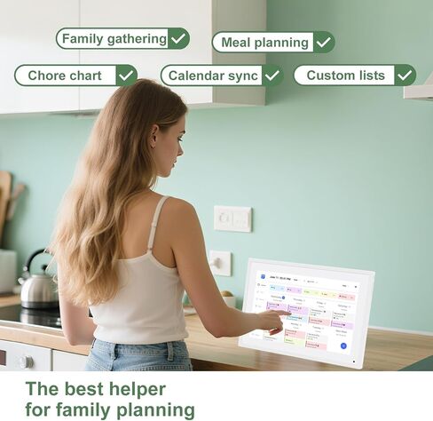 10.1 بوصة تقويم رقمي ذكي مع مخططات روتينية وجداول عائلية ومخطط للوجبات ، يضم شاشة تعمل باللمس عالية الدقة ، عرض تلقائي ، إطار صورة رقمي مدمج ومشاركة مجانية للتطبيق/الفيديو in Kuwait