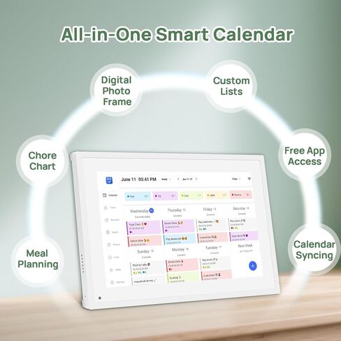 10.1 بوصة تقويم رقمي ذكي مع مخططات روتينية وجداول عائلية ومخطط للوجبات ، يضم شاشة تعمل باللمس عالية الدقة ، عرض تلقائي ، إطار صورة رقمي مدمج ومشاركة مجانية للتطبيق/الفيديو in Kuwait