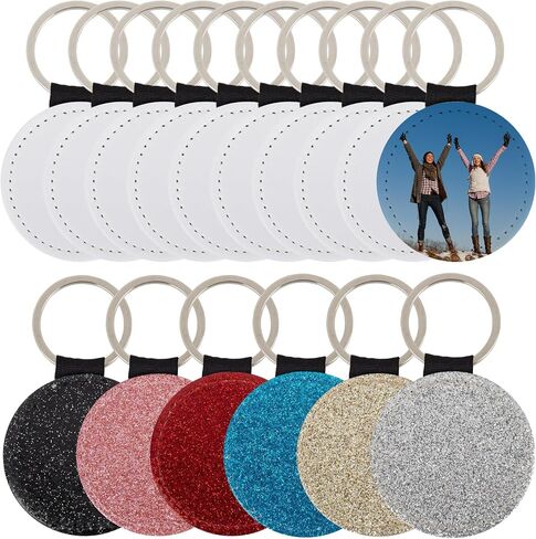 Framendino ، 16 pack sublimation blanks keychain pu key cains heat transe recs reings blitter keychains for diy craft 8 color in Saudi Arabia