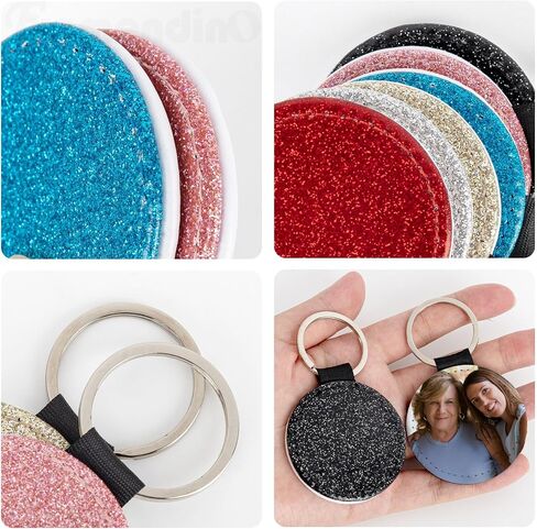 Framendino ، 16 pack sublimation blanks keychain pu key cains heat transe recs reings blitter keychains for diy craft 8 color in Saudi Arabia
