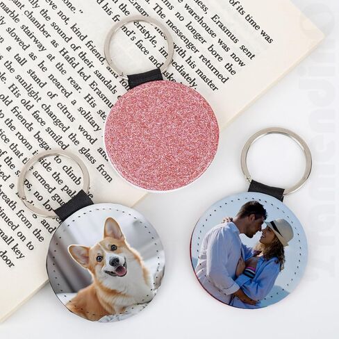 Framendino ، 16 pack sublimation blanks keychain pu key cains heat transe recs reings blitter keychains for diy craft 8 color in Saudi Arabia
