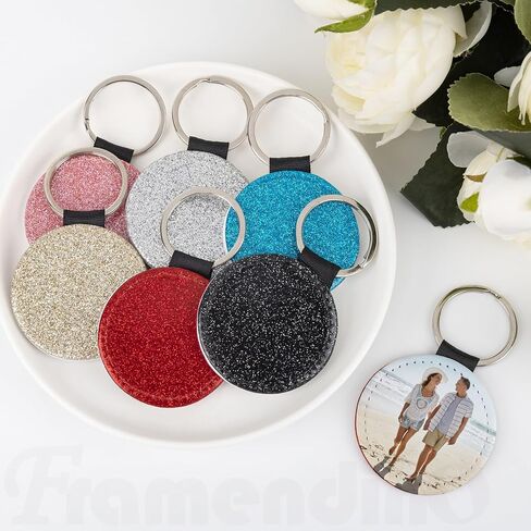 Framendino ، 16 pack sublimation blanks keychain pu key cains heat transe recs reings blitter keychains for diy craft 8 color in Saudi Arabia