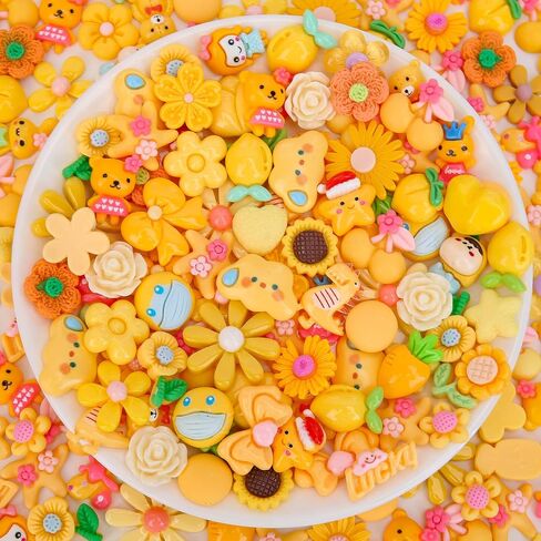 100Pcs Slime Charms, Mixed Cute Resin Charms Set for Scrapbooking, Phone Cases, Hair Accessories, Fake Candy Decor, Crafting Embellishments & DIY Keychains in Kuwait
