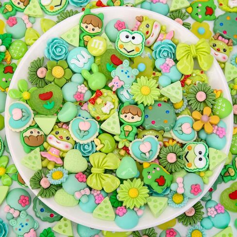 100Pcs Slime Charms, Mixed Cute Resin Charms Set for Scrapbooking, Phone Cases, Hair Accessories, Fake Candy Decor, Crafting Embellishments & DIY Keychains in Kuwait