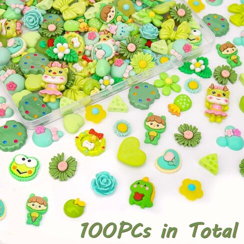 100Pcs Slime Charms, Mixed Cute Resin Charms Set for Scrapbooking, Phone Cases, Hair Accessories, Fake Candy Decor, Crafting Embellishments & DIY Keychains in Kuwait