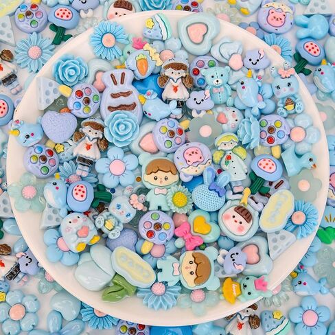 100Pcs Slime Charms, Mixed Cute Resin Charms Set for Scrapbooking, Phone Cases, Hair Accessories, Fake Candy Decor, Crafting Embellishments & DIY Keychains in Kuwait