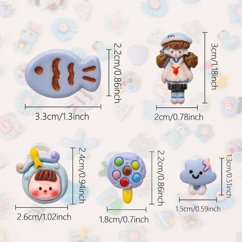 100Pcs Slime Charms, Mixed Cute Resin Charms Set for Scrapbooking, Phone Cases, Hair Accessories, Fake Candy Decor, Crafting Embellishments & DIY Keychains in Kuwait