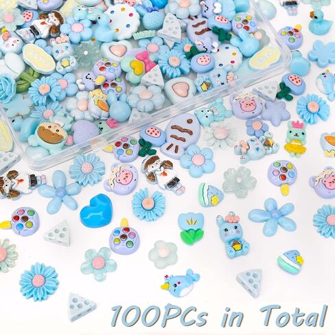 100Pcs Slime Charms, Mixed Cute Resin Charms Set for Scrapbooking, Phone Cases, Hair Accessories, Fake Candy Decor, Crafting Embellishments & DIY Keychains in Kuwait