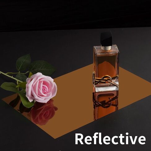 Funstick Mirror Vinyl الدائم للفينيل لصفائح الفينيل اللمسمة لفة 12 "× 80" ملصقات مرآة عاكسة غير زجاجية لملصقات الجدران الحرف المقشر وعصا خلفية بنية لبني غرفة نوم المنزل in Kuwait