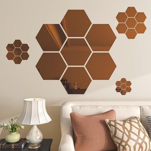 Funstick Mirror Vinyl الدائم للفينيل لصفائح الفينيل اللمسمة لفة 12 "× 80" ملصقات مرآة عاكسة غير زجاجية لملصقات الجدران الحرف المقشر وعصا خلفية بنية لبني غرفة نوم المنزل in Kuwait