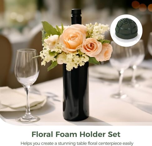36 Pcs Floral Foam Holder Set, Includes 24 Mini Round Foam & 12 Foam Cages, Flower Foam Blocks with 2 Pcs Green Wire for Arrangements, Ideal for Florists and DIY Floral Crafts in Saudi Arabia