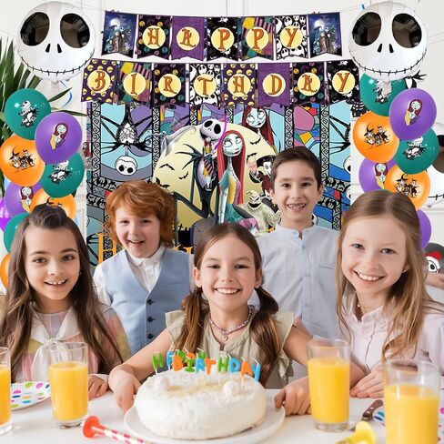 Taeku Horror Birthday Decorations – 39 Pcs Halloween Party Supplies Set Movie Theme, Includes Banner, Balloons, Cake Toppers, Backdrop & Tablecloth – Scary Decor for Horror Fans (Black) in Kuwait