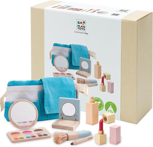 PlanToys Hair Dresser Pretend Play and Role Play Set (3492) | Sustainably Made from Rubberwood and Non-Toxic Paints and Dyes in Saudi Arabia