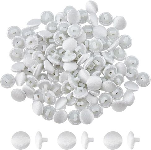 SUPERFINDINGS 100Pcs White Satin Cloth Buttons About 1cm Fabric Button Mushroom Fabric Covered Button with Plastic Shank Tuxedo Round Buttons for Wedding Dress Suits DIY Sewing in Saudi Arabia