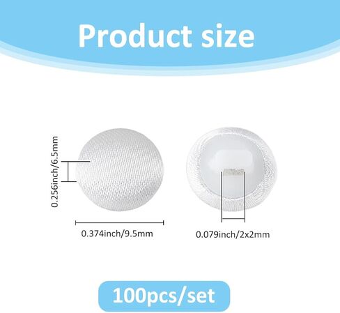 SUPERFINDINGS 100Pcs White Satin Cloth Buttons About 1cm Fabric Button Mushroom Fabric Covered Button with Plastic Shank Tuxedo Round Buttons for Wedding Dress Suits DIY Sewing in Saudi Arabia