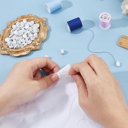 SUPERFINDINGS 100Pcs White Satin Cloth Buttons About 1cm Fabric Button Mushroom Fabric Covered Button with Plastic Shank Tuxedo Round Buttons for Wedding Dress Suits DIY Sewing in Saudi Arabia