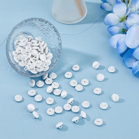 SUPERFINDINGS 100Pcs White Satin Cloth Buttons About 1cm Fabric Button Mushroom Fabric Covered Button with Plastic Shank Tuxedo Round Buttons for Wedding Dress Suits DIY Sewing in Saudi Arabia