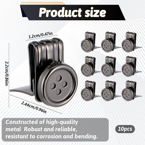 10 PCS Metal Suspenders Buttons, Iron Clip on Buttons Movable No Sew Button End Brace Clips for Pants Suspenders Hats Metal Button in Saudi Arabia