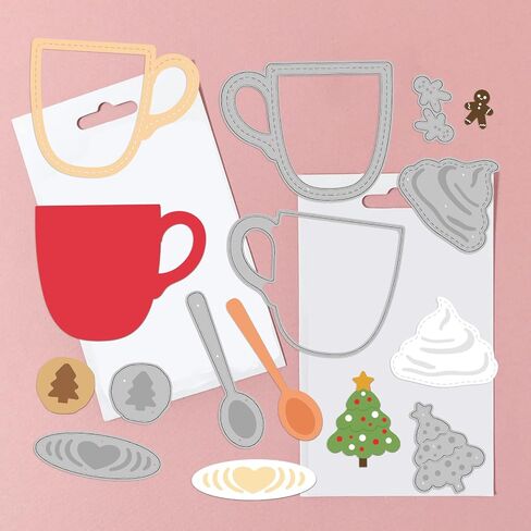 Globleland Christmas Coffee Cuct Cut Dies Snowflake Die Cuts Christmas Tree Diays Diays Die Die Cut for Scrapbooking Card Diy Craft Decoration in Saudi Arabia