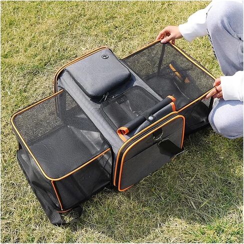 Pet Bag Cat Bag Foldable Large Capacity Cat Outdoor Car Expansion Portable Pet Handbag Breathable Diagonal Cross Bag for Cats and Dogs Portable(Green) in Kuwait