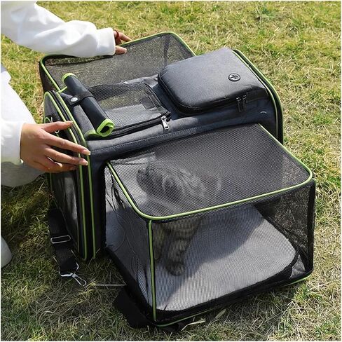 Pet Bag Cat Bag Foldable Large Capacity Cat Outdoor Car Expansion Portable Pet Handbag Breathable Diagonal Cross Bag for Cats and Dogs Portable(Green) in Kuwait