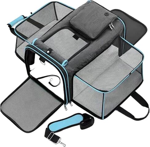 Pet Bag Cat Bag Foldable Large Capacity Cat Outdoor Car Expansion Portable Pet Handbag Breathable Diagonal Cross Bag for Cats and Dogs Portable(Green) in Kuwait
