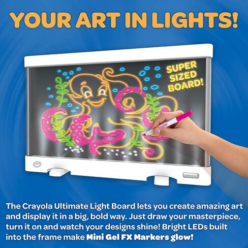 Crayola Multi-Color Light Board, Light Up Drawing Toy, Desk Toy, Doodle Pad, Glow Art, Gifts, Toys Boys & Girls, Ages 6, 7, 8 in Saudi Arabia