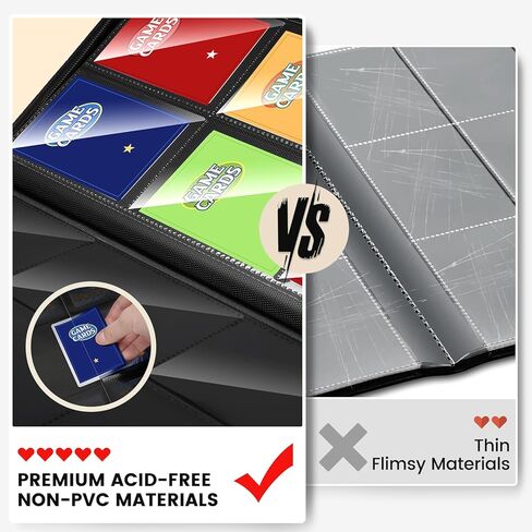 Trading Card Binder with Sleeves, 9 Pocket Trading Card Binder Premium 720 Double Sided Pocket PU Card Collection Binder, Collectible Card Albums Card Folder for MTG, TCG, Sports Cards, Game Cards in Kuwait
