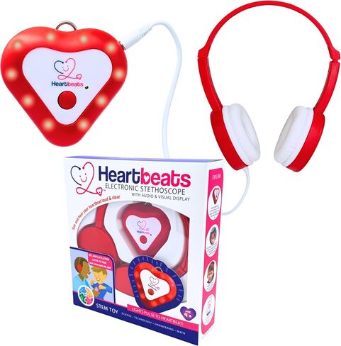 Heartbeats Electronic Stethoscope Toy with LED Display & 10X Sound Amplification, Real Working Stethoscope - Kids Nurse Doctor Kit- STEM Medical Learning Toy Boys & Girls Age 4+, Educational Toy Gift in Saudi Arabia