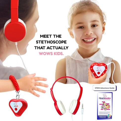 Heartbeats Electronic Stethoscope Toy with LED Display & 10X Sound Amplification, Real Working Stethoscope - Kids Nurse Doctor Kit- STEM Medical Learning Toy Boys & Girls Age 4+, Educational Toy Gift in Saudi Arabia