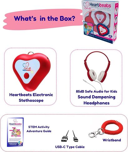 Heartbeats Electronic Stethoscope Toy with LED Display & 10X Sound Amplification, Real Working Stethoscope - Kids Nurse Doctor Kit- STEM Medical Learning Toy Boys & Girls Age 4+, Educational Toy Gift in Saudi Arabia