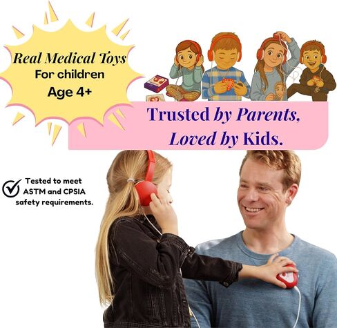 Heartbeats Electronic Stethoscope Toy with LED Display & 10X Sound Amplification, Real Working Stethoscope - Kids Nurse Doctor Kit- STEM Medical Learning Toy Boys & Girls Age 4+, Educational Toy Gift in Saudi Arabia