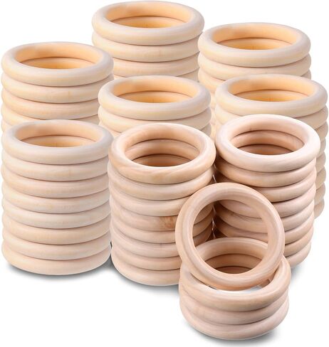 80pcs 3 بوصة حلقات خشبية للحرف اليدوية غير المكتملة حلقات خشبية macrame خشب ناعم حلقات خشبية صلبة حلقات خشبية طبيعية الصلبة لصنع المجوهر in Saudi Arabia