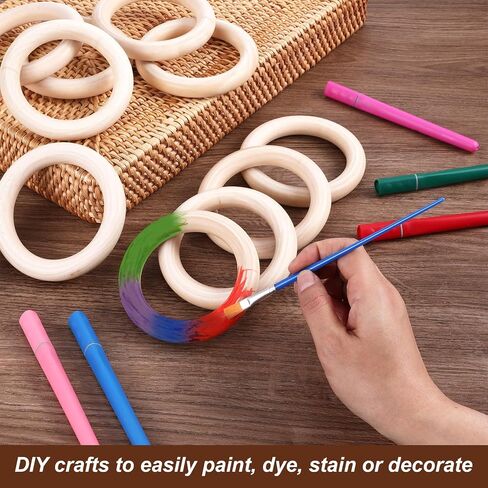 80pcs 3 بوصة حلقات خشبية للحرف اليدوية غير المكتملة حلقات خشبية macrame خشب ناعم حلقات خشبية صلبة حلقات خشبية طبيعية الصلبة لصنع المجوهر in Saudi Arabia