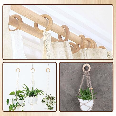 80pcs 3 بوصة حلقات خشبية للحرف اليدوية غير المكتملة حلقات خشبية macrame خشب ناعم حلقات خشبية صلبة حلقات خشبية طبيعية الصلبة لصنع المجوهر in Saudi Arabia