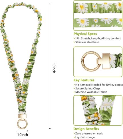 امسع Scrunchie Lanyard لشارات الهوية ، هدايا المعلمين للنساء عيد ميلاد فريد من نوعه ، رقبة لطيفة Scrunchie Lanyard مثالية لتقدير المكتب هدايا الممرضات الممرضات (الأخضر) in Kuwait