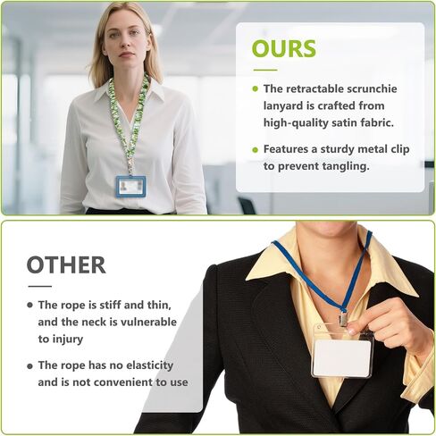 امسع Scrunchie Lanyard لشارات الهوية ، هدايا المعلمين للنساء عيد ميلاد فريد من نوعه ، رقبة لطيفة Scrunchie Lanyard مثالية لتقدير المكتب هدايا الممرضات الممرضات (الأخضر) in Kuwait