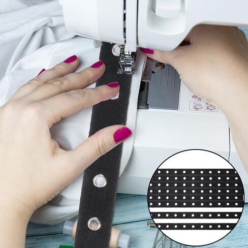 6.5 Yards Cotton Grommet Tape Eyelet Tape 1 inch Wide Eyelet Trim with Grommets Twill Tapes with Silver Eyelets Black Grommet Trim Eyelets Trimming Ribbon Strip for Sewing Garment Skirt Shoes in Saudi Arabia