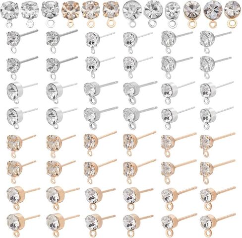 PH Pandahall 240pcs 2 أنماط حرك الأزرار التي توصل إليها قرط الراين في أقراط الكريستال مع ترصيع أذن حلقة للأقراط النساء صنع المجوهرات 4/5/6 مم ، والذهبي in Saudi Arabia