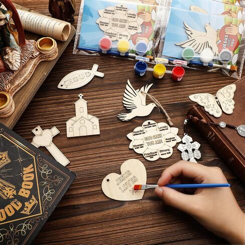 Saypacck 24 Pcs Farm Animal Party Favors Wooden Painting Craft Kits Wild West Party Supplies with Organza Bag for Rodeo Western Farm Barnyard Birthday Favors Goodie Bags Fillers in Saudi Arabia